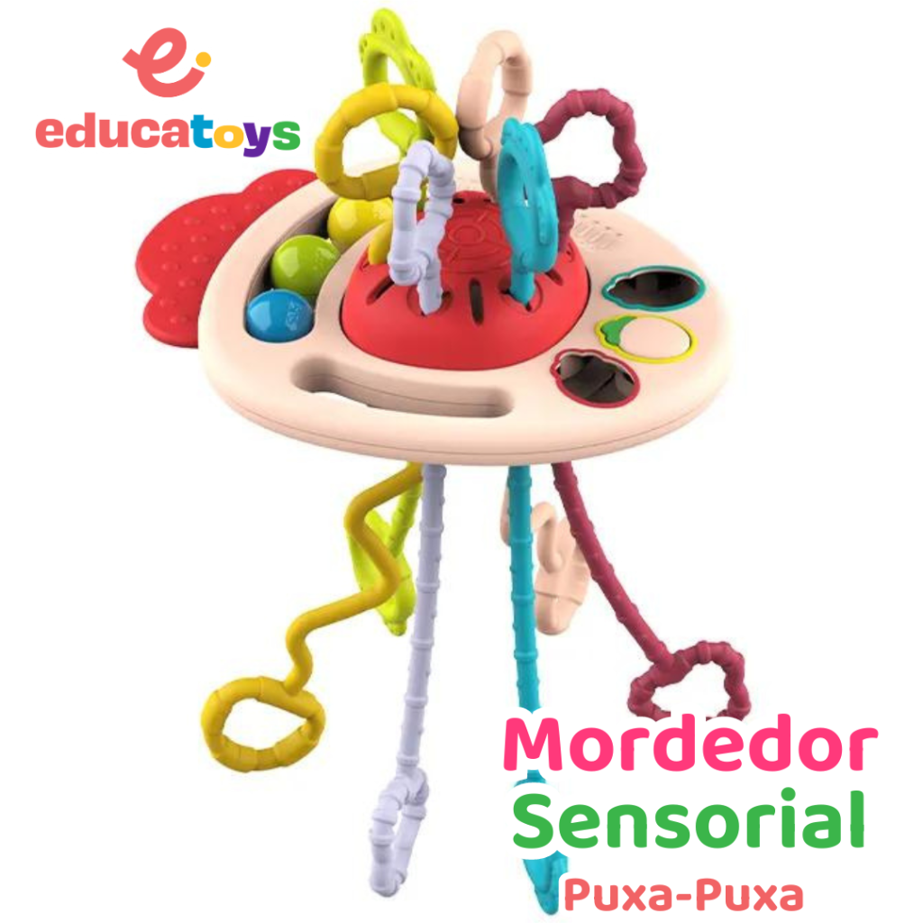 Brinquedo Sensorial Puxa-Puxa Mordedor Montessori