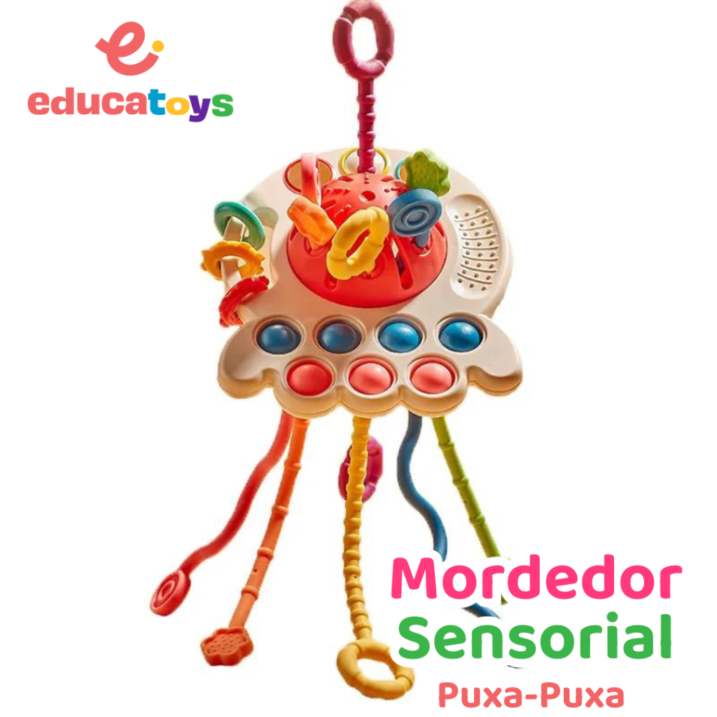 Brinquedo Sensorial Puxa-Puxa Mordedor Montessori