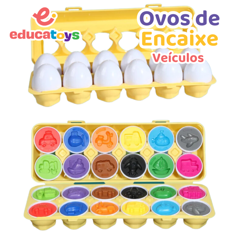 Ovos de Encaixe - Formas, Frutas e Dinossauros